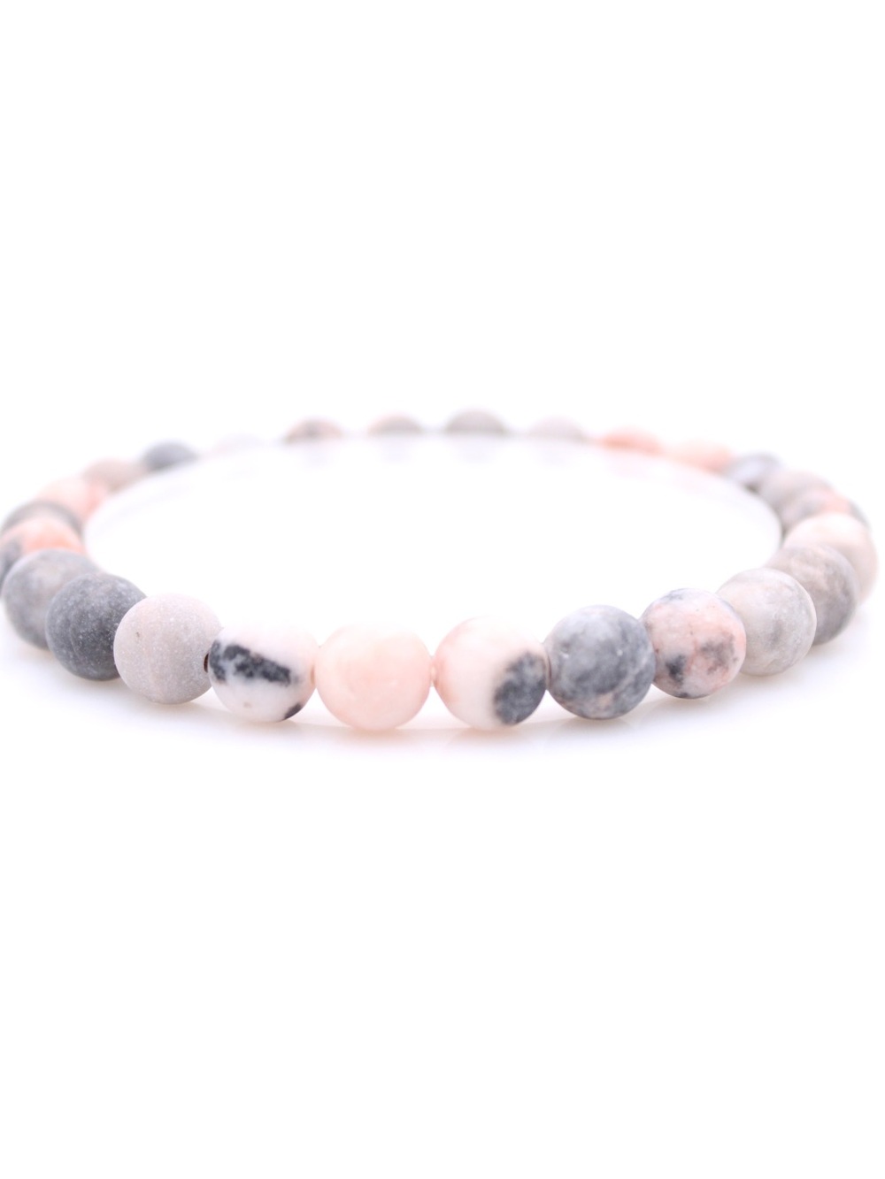 Pink and Gray Beaded Stretch Bracelet - Women Jewelry